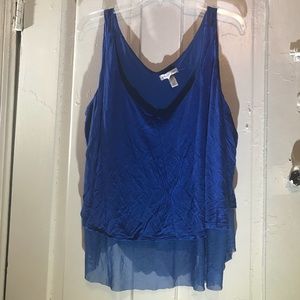 Blue Crop Tank With Mesh Detail